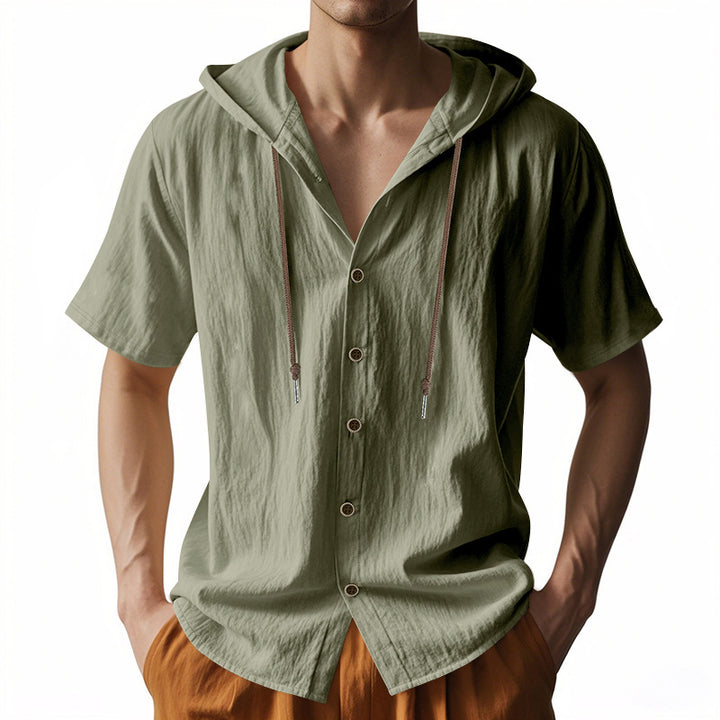 Men's Short Sleeve Shirt with Hood and Fashionable Cut Lisslune