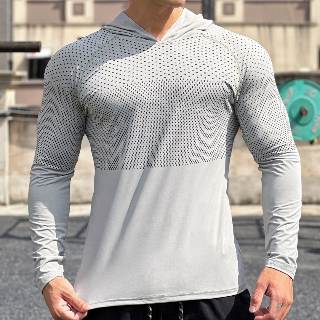 Men's Sporty Long Sleeve Shirt with Breathable Mesh Insert Lisslune