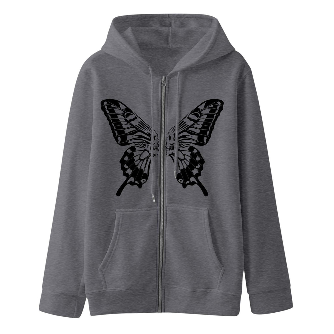 Women's hoodie sweatshirt jacket with unique butterfly print Lisslune