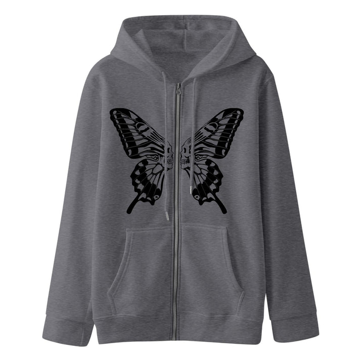 Women's hoodie sweatshirt jacket with unique butterfly print Lisslune