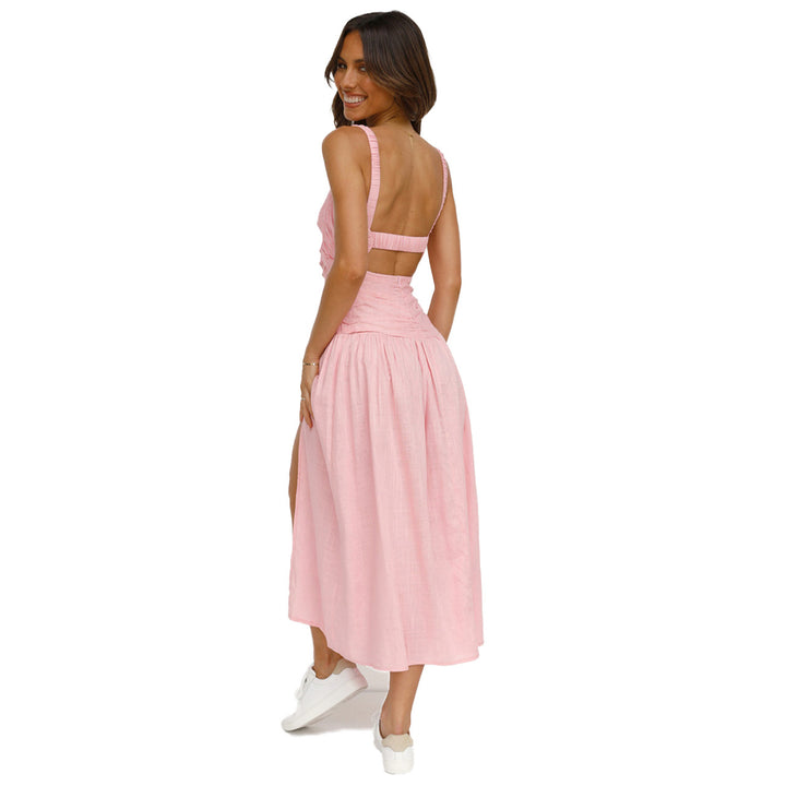 Women's nightgown with innovative cut-out design and flowing skirt