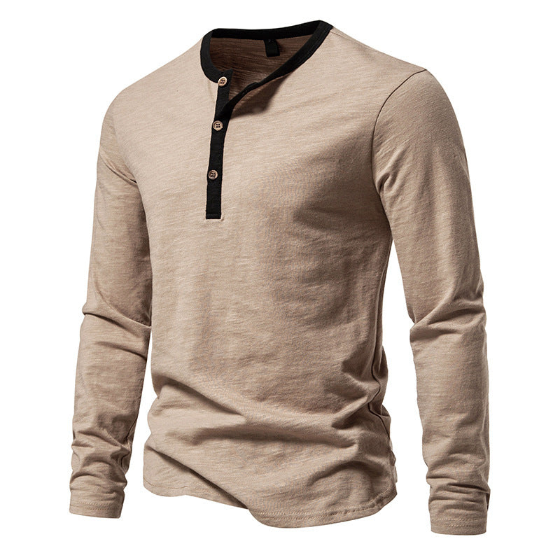 Men's long-sleeve Henley shirt with contrasting collar Lisslune