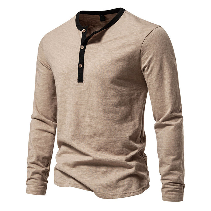 Men's long-sleeve Henley shirt with contrasting collar Lisslune