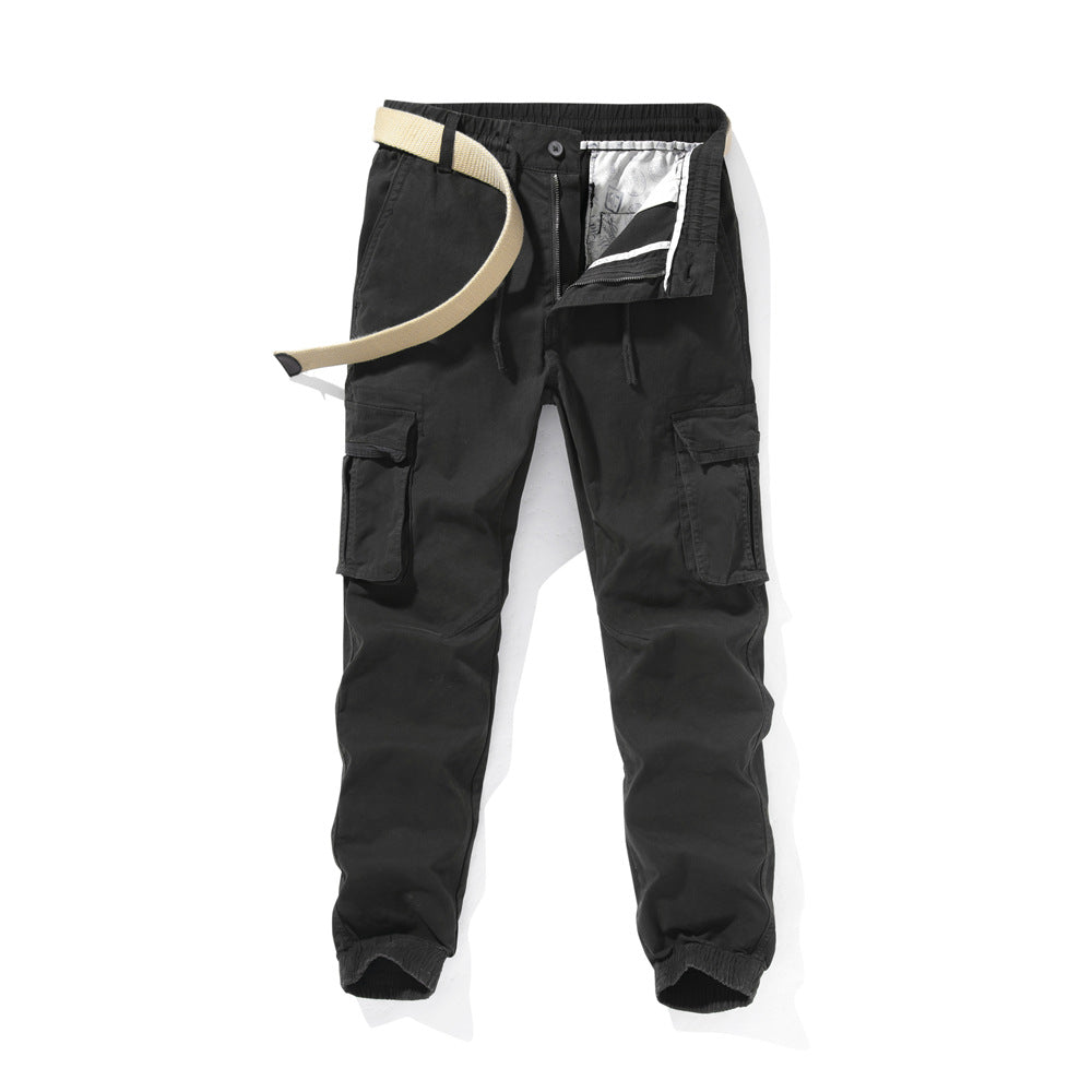 Men's Cargo Pants with Elastic Waistband and Multiple Pockets Lisslune