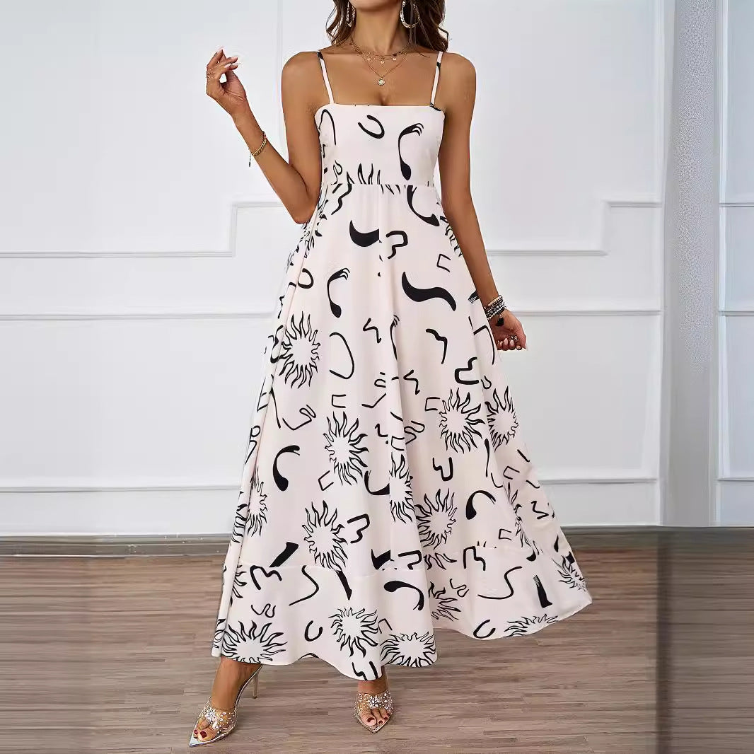Women’s maxi dress with modern graphic print and loose fit Lisslune