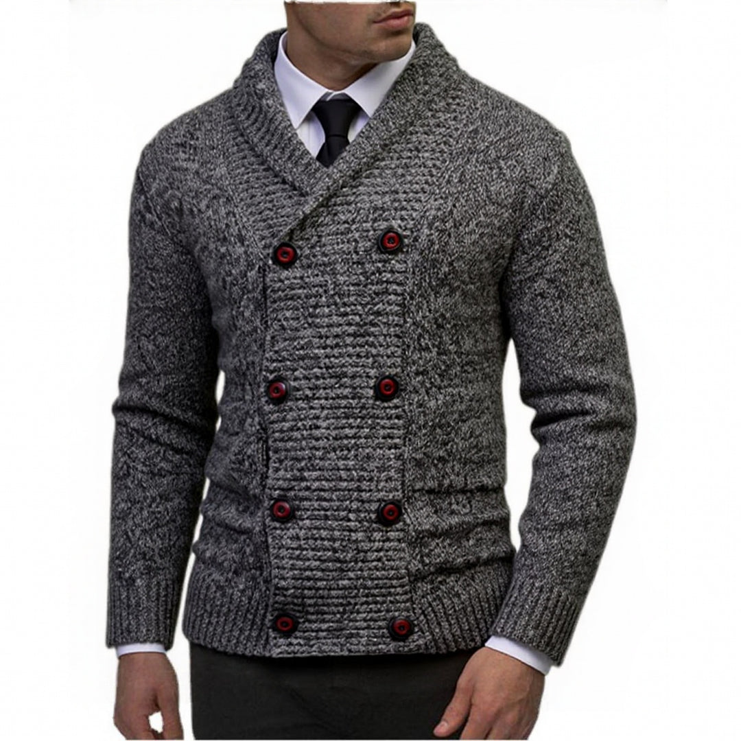 Men's stylish knitted sweater with double button closure and textured design Lisslune