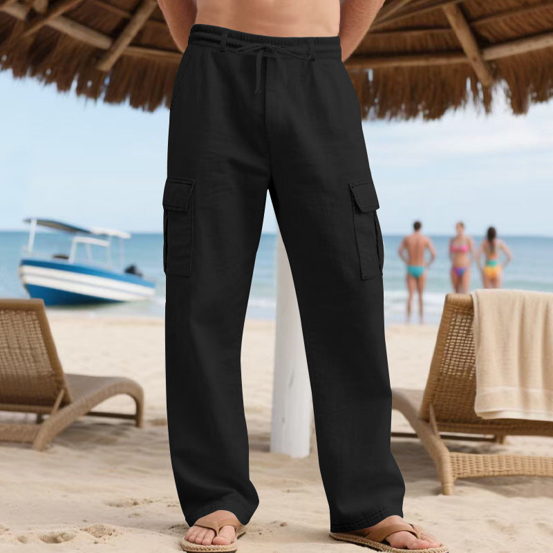 Men's cargo pants made of lightweight, breathable material with practical side pockets Lisslune