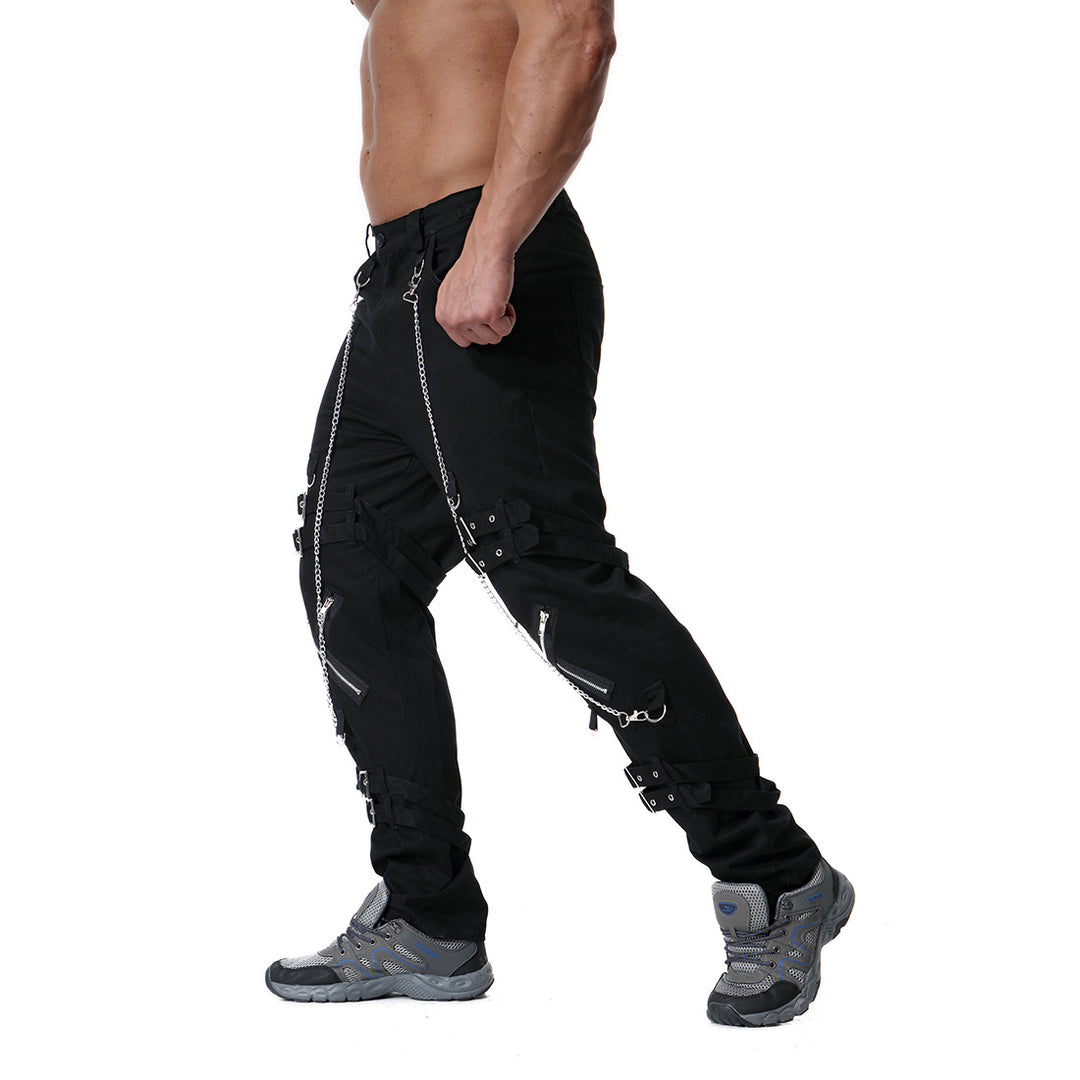 Men's cargo pants with versatile cut and striking buckles Lisslune