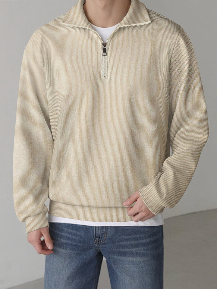 Men's Sports Sweater with Zipper and Textured Design Lisslune