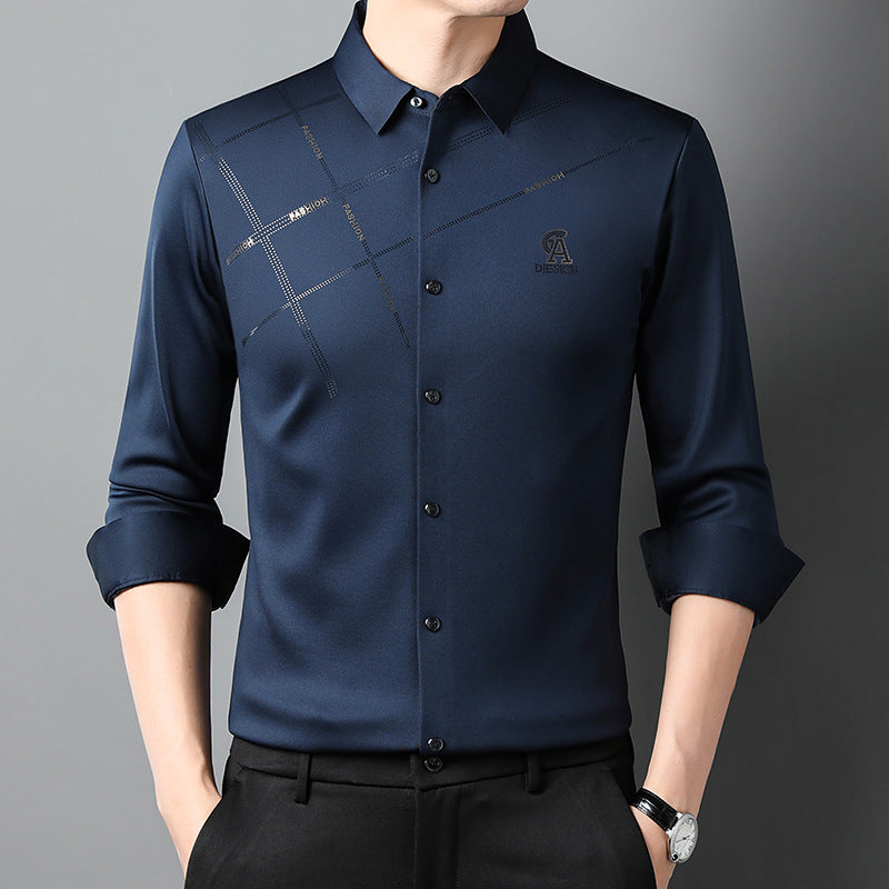 Men's elegant long-sleeve shirt with modern graphic design Lisslune