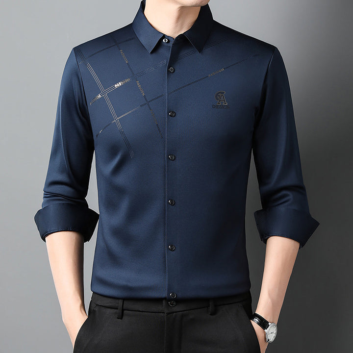 Men's elegant long-sleeve shirt with modern graphic design Lisslune