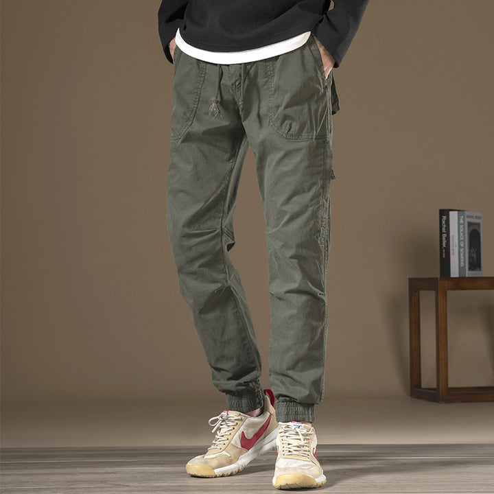 Men's cargo pants with elastic waistband and practical side pockets Lisslune