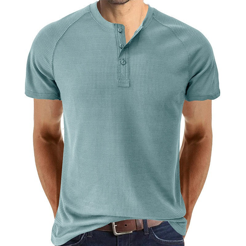 Men's short-sleeve shirt with fashionable button closure and textured fabric Lisslune