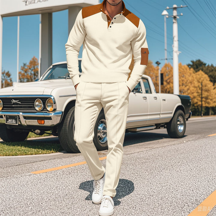 Men's Sporty Zip Set with Fashionable Accents and Structured Processing Lisslune