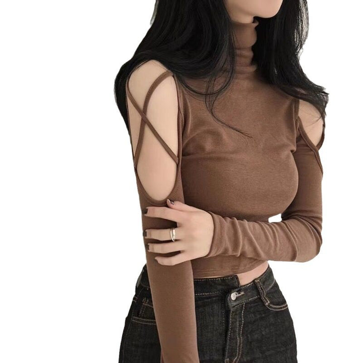 Women's long sleeve shirt with elegant cut-outs and modern ribbed details Lisslune