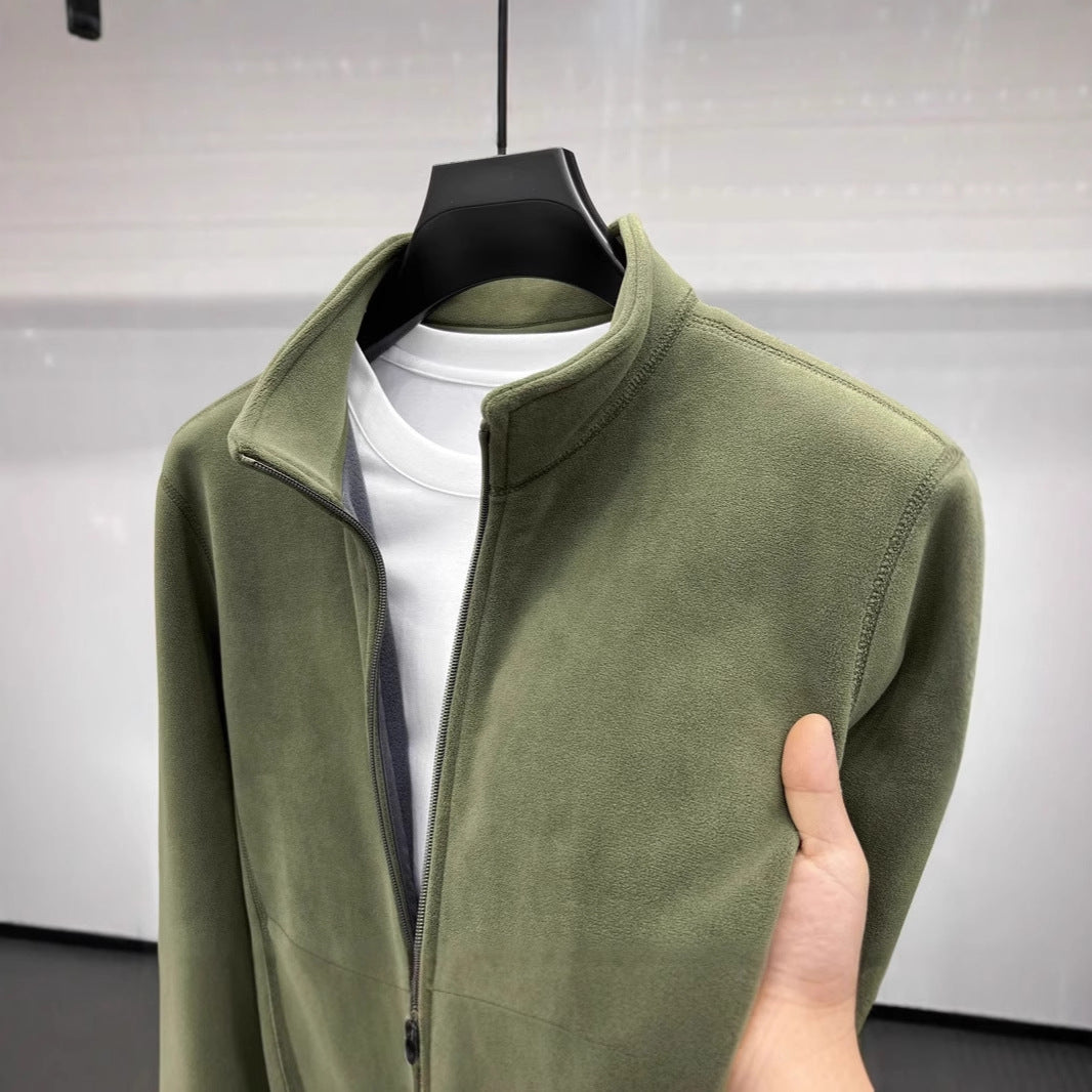 Men's fleece jacket with high collar and practical pockets Lisslune