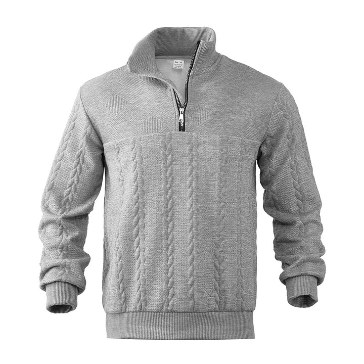 Men's fleece pullover with high collar and textured design Lisslune
