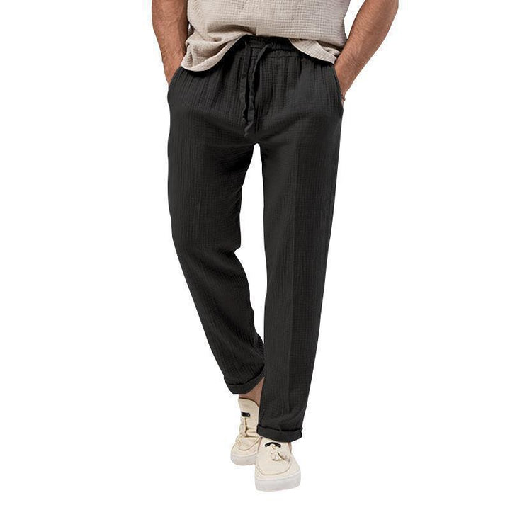 Men's casual linen pants with elastic waistband and practical side pockets Lisslune