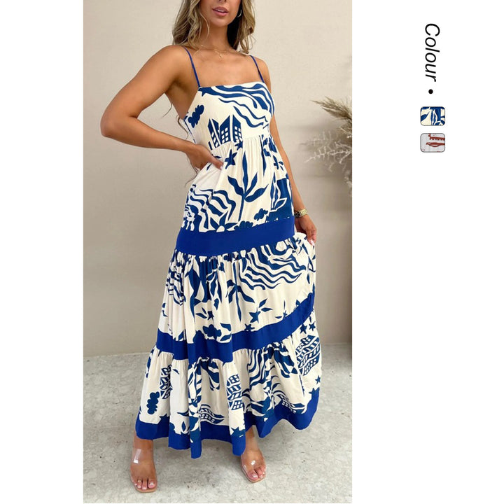 Women's maxi dress with elastic waistband and bohemian pattern Lune London