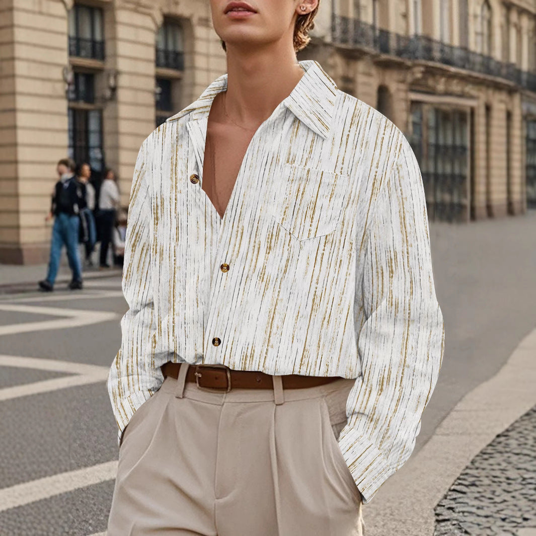 Men's casual long sleeve shirt with modern texture and stylish buttons Lisslune