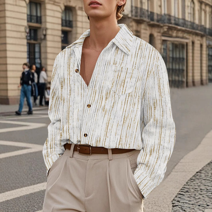 Men's casual long sleeve shirt with modern texture and stylish buttons Lisslune