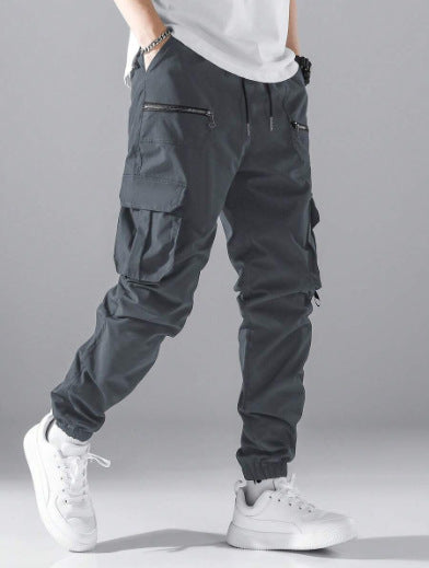 Men's cargo joggers with elastic waistband and practical zip pockets Lisslune