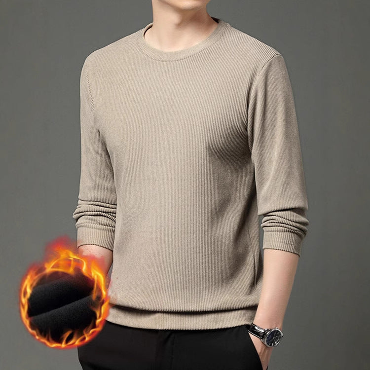 Men fine structured round neck sweater Lisslune