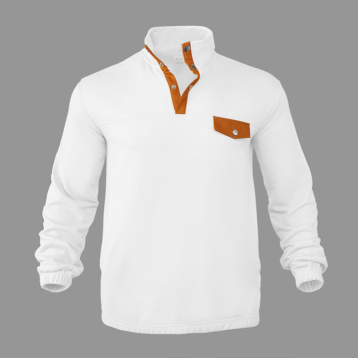 Men's Stylish Pullover with Half Zipper and Practical Chest Pocket Lisslune