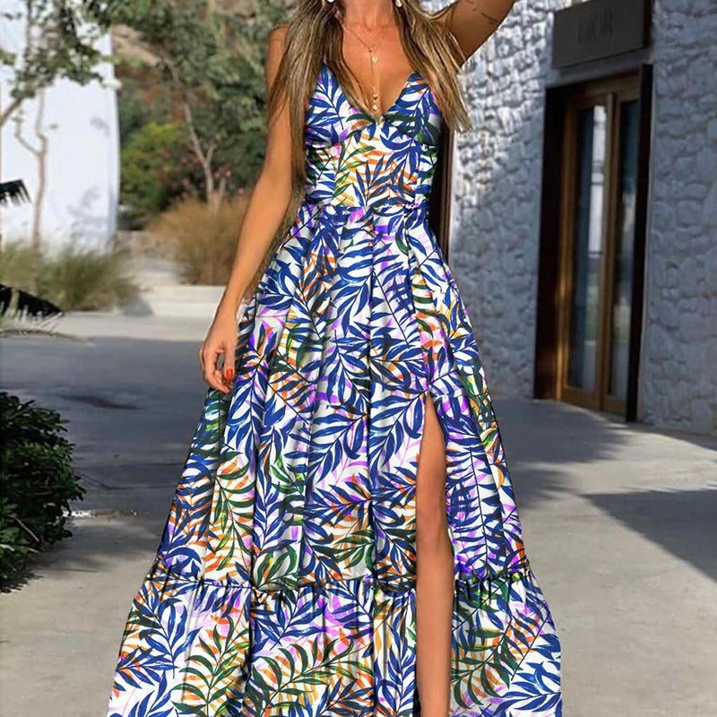 Women’s maxi dress with tropical print and voluminous skirt Lisslune