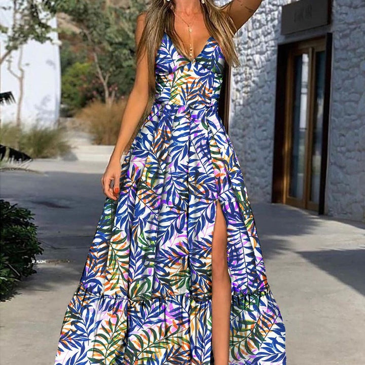 Women’s maxi dress with tropical print and voluminous skirt Lisslune