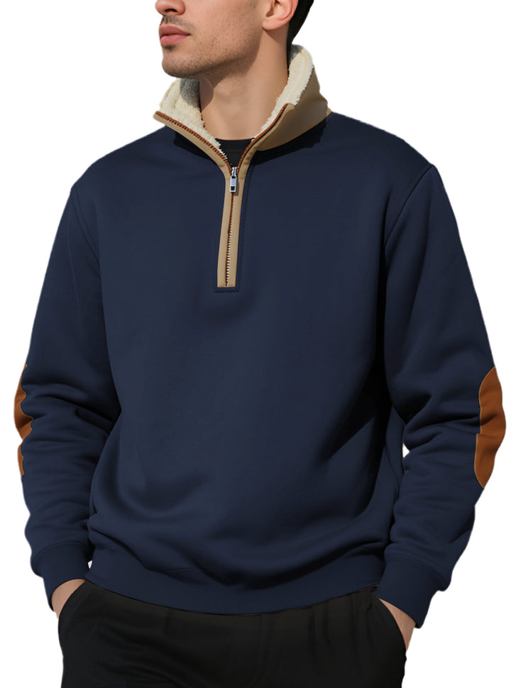 Men's fleece pullover with high collar and elegant contrast details Lisslune