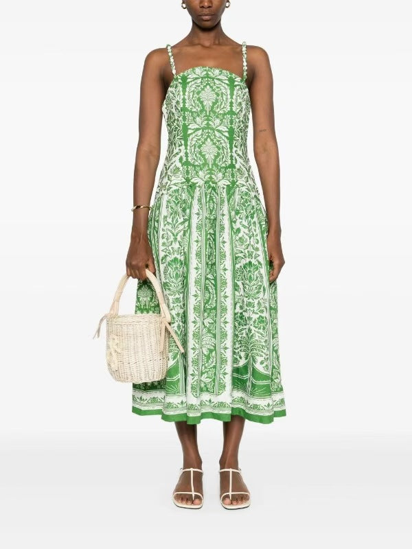 Women's midi dress with floral print and spaghetti straps Lune London