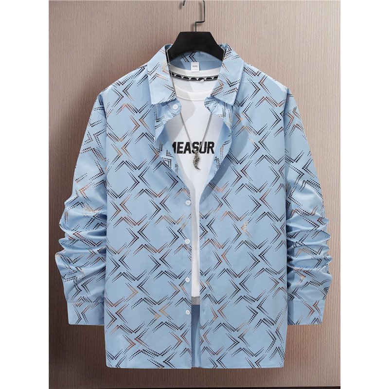Men's elegant long sleeve shirt with modern pattern and breathable surface Lisslune