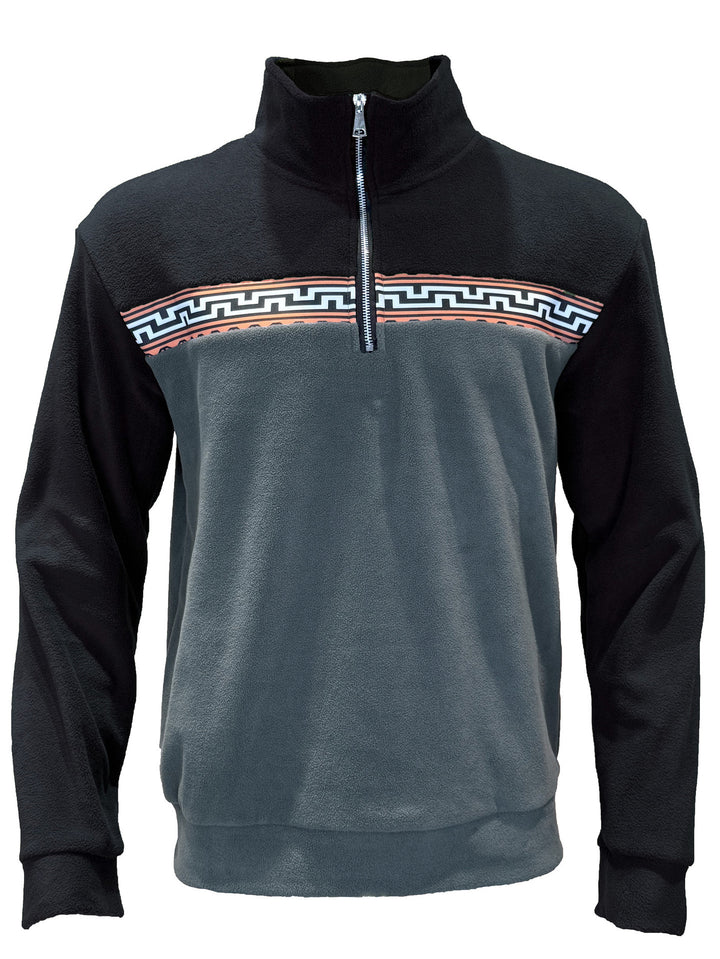 Men's fleece pullover with stylish stand-up collar and contrasting pattern Lisslune