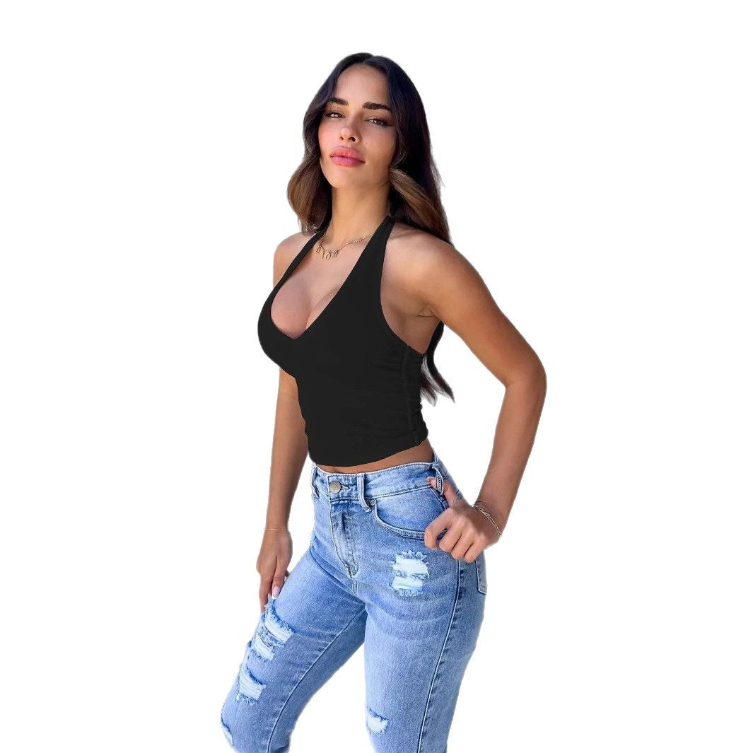 Damen einseitig über Kreuz geschnittenes Neckholder-Top Lisslune