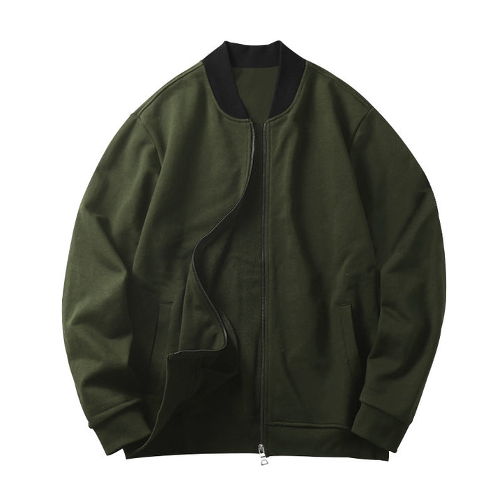 Men's sporty bomber jacket made of soft fleece with zippered pockets Lisslune