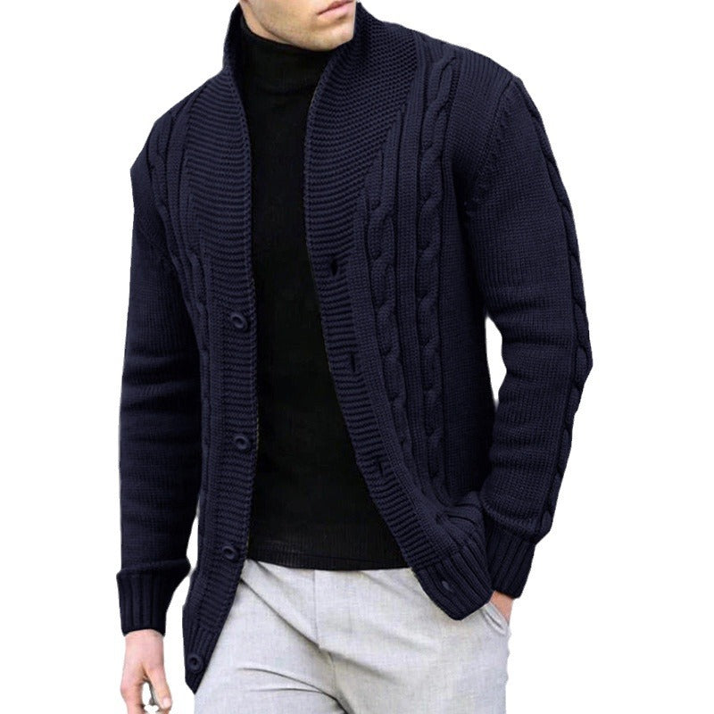 Men's cardigan with robust cable pattern and durable button closure Lisslune