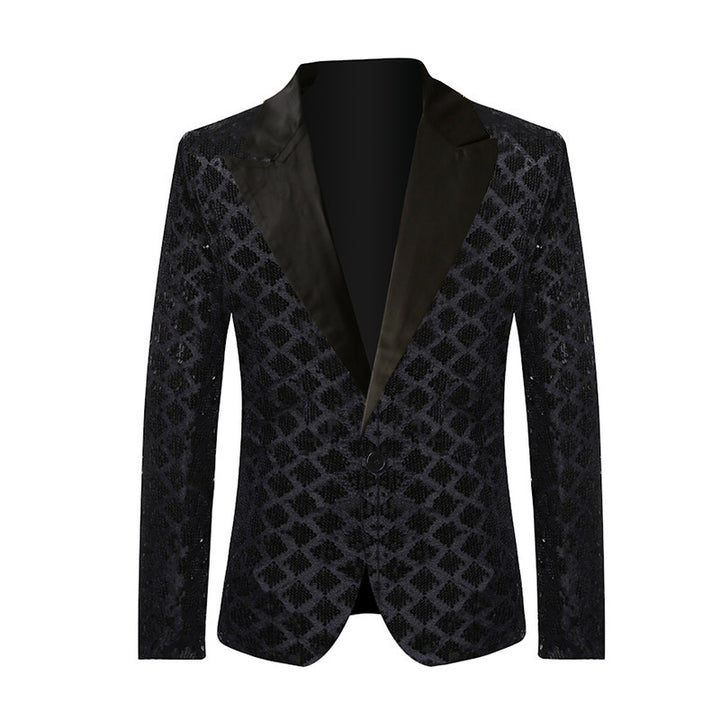 Men's Sequin Blazer in Elegant Diamond Pattern Lisslune