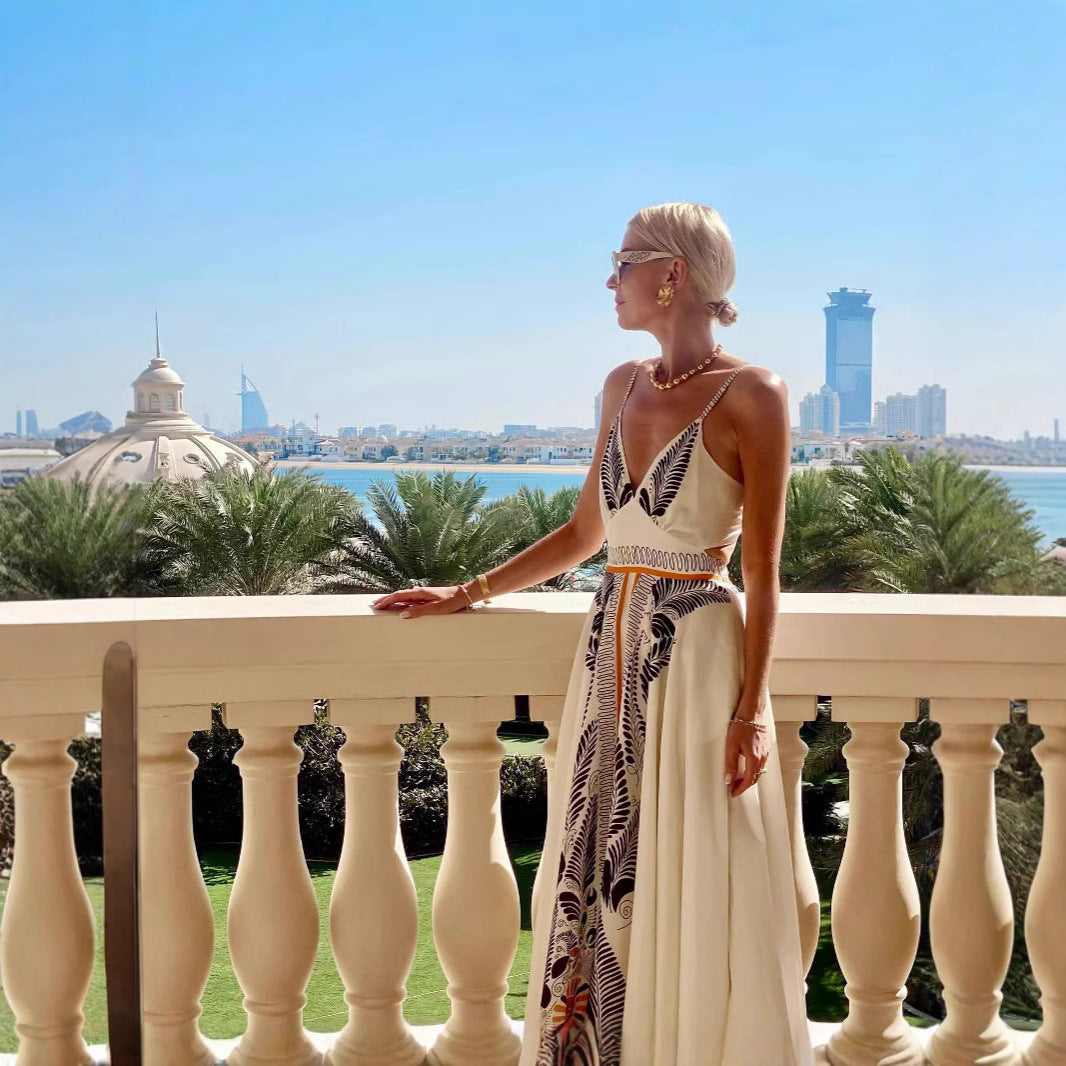 Women's Maxi Dress with Floral Print and Elegant Sophistication