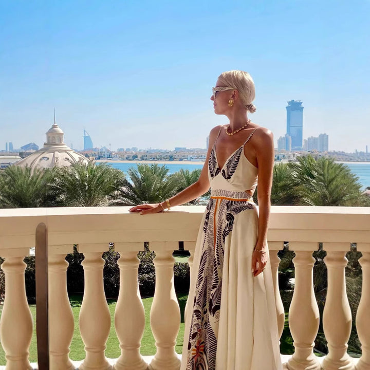 Women's Maxi Dress with Floral Print and Elegant Sophistication