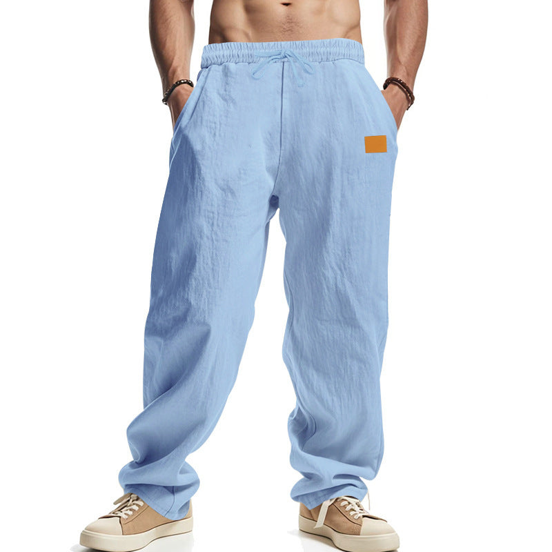 Men's relaxed linen pants with elastic waistband and practical side pockets Lisslune