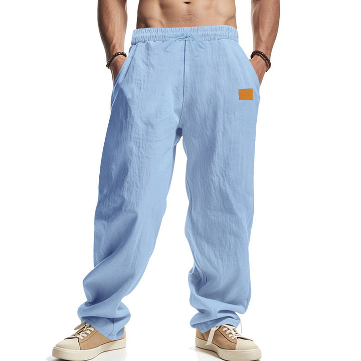 Men's relaxed linen pants with elastic waistband and practical side pockets Lisslune