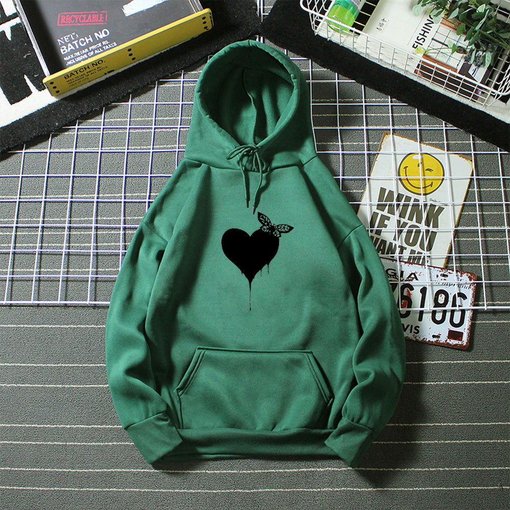 Women's Hoodie with Creative Heart Design Lisslune
