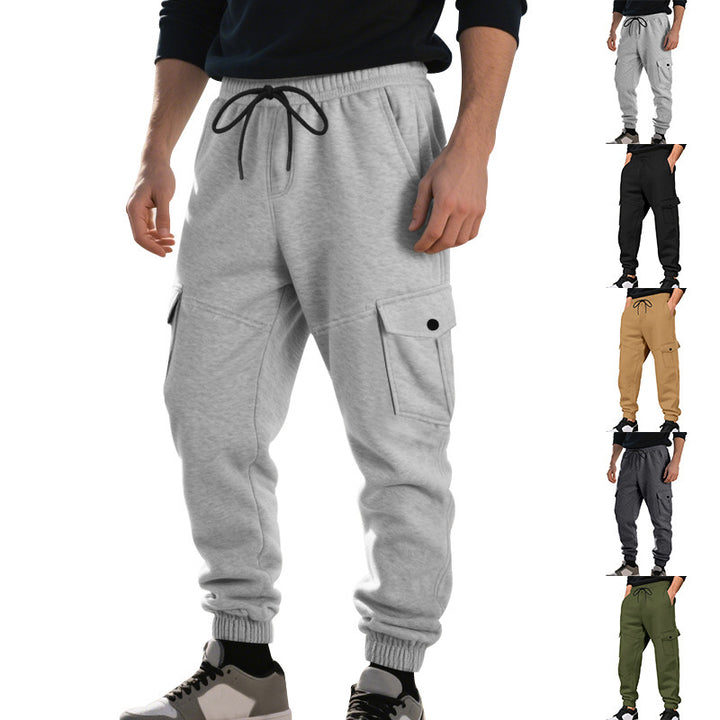 Men's cargo pants with elastic waistband and multiple pockets Lisslune