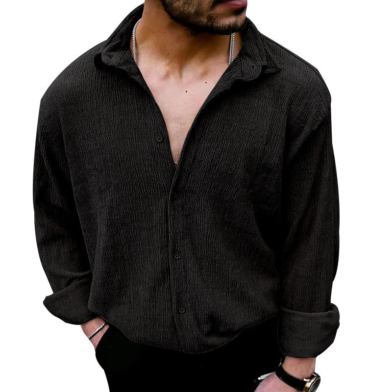 Men's timeless long-sleeve shirt with textured upper material and modern collar Lisslune