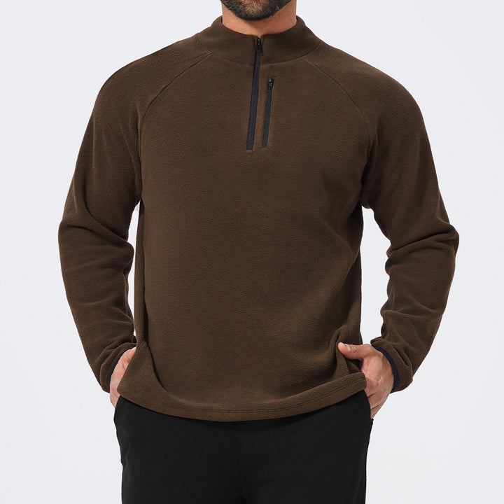 Men's Fleece Pullover with Stand-Up Collar Lisslune