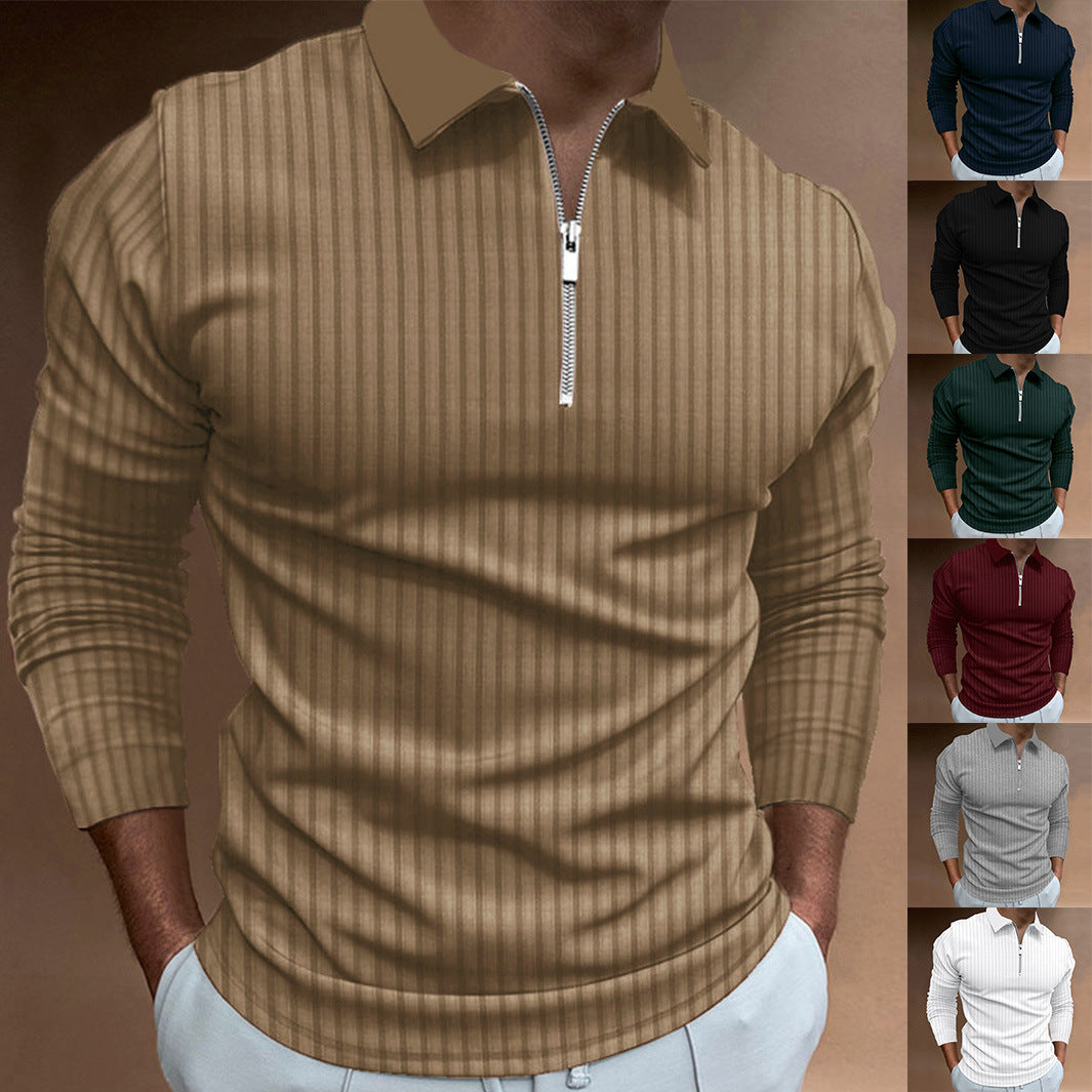 Men's polo shirt with elegant zipper and textured design Lisslune