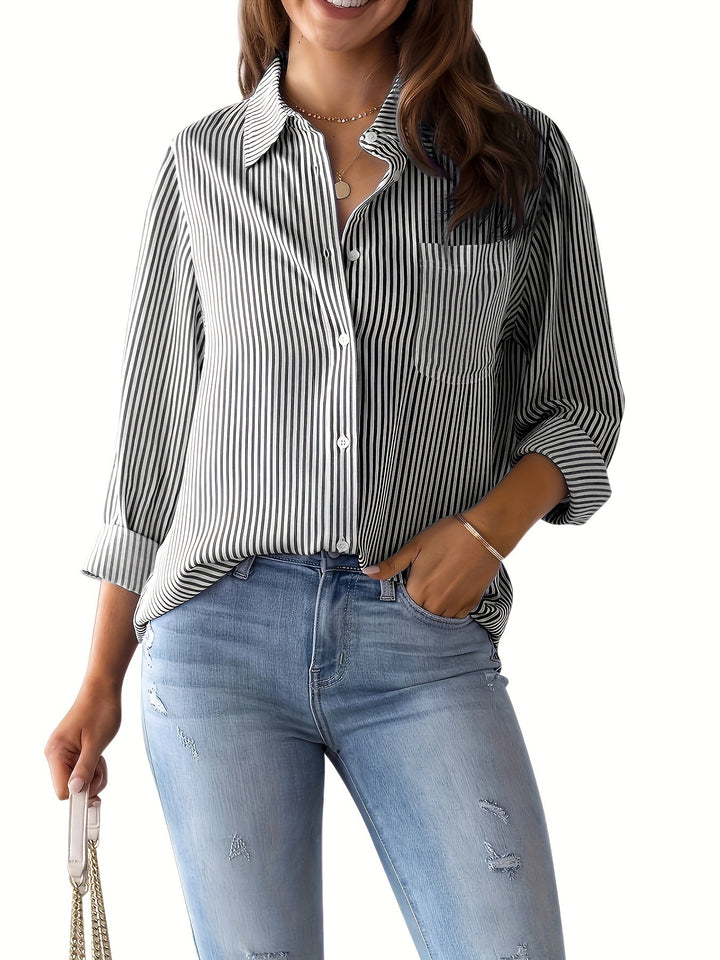 Women's Checked Shirt with Casual Cut and Applied Breast Pocket Lisslune