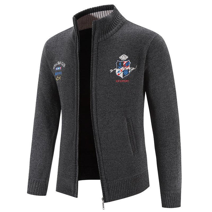 Men's fashionable cardigan with high collar and intricate embroidery Lisslune