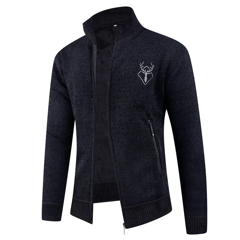 Men's cardigan with high collar and practical zip pockets Lisslune
